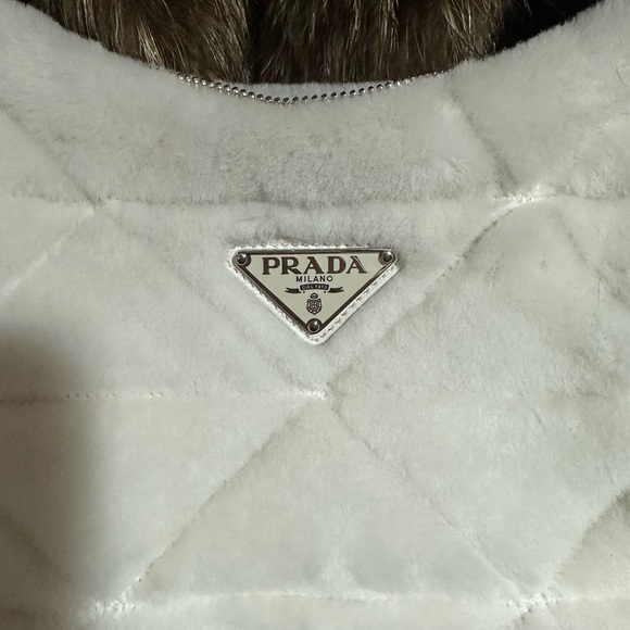 Prada Ultra Rare Quilted Shearling Shoulder Bag - Cream - Picture 3 of 10